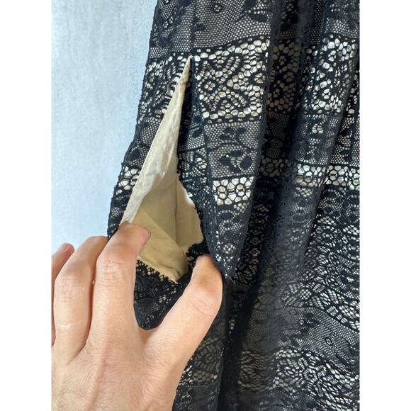 Moulinette Soeurs Dress Size 6 Black Illusion Lace Floral Strapless Cocktail A28 - Picture 4 of 8